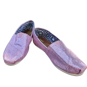 TOMS Women's Pink Sequin Slip-On Shoes